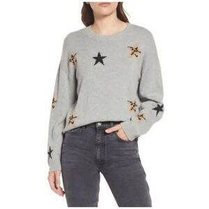 Rails‎ Percy Perci Heather Gray Animal Star Sweater Cashmere Blend Sz L
